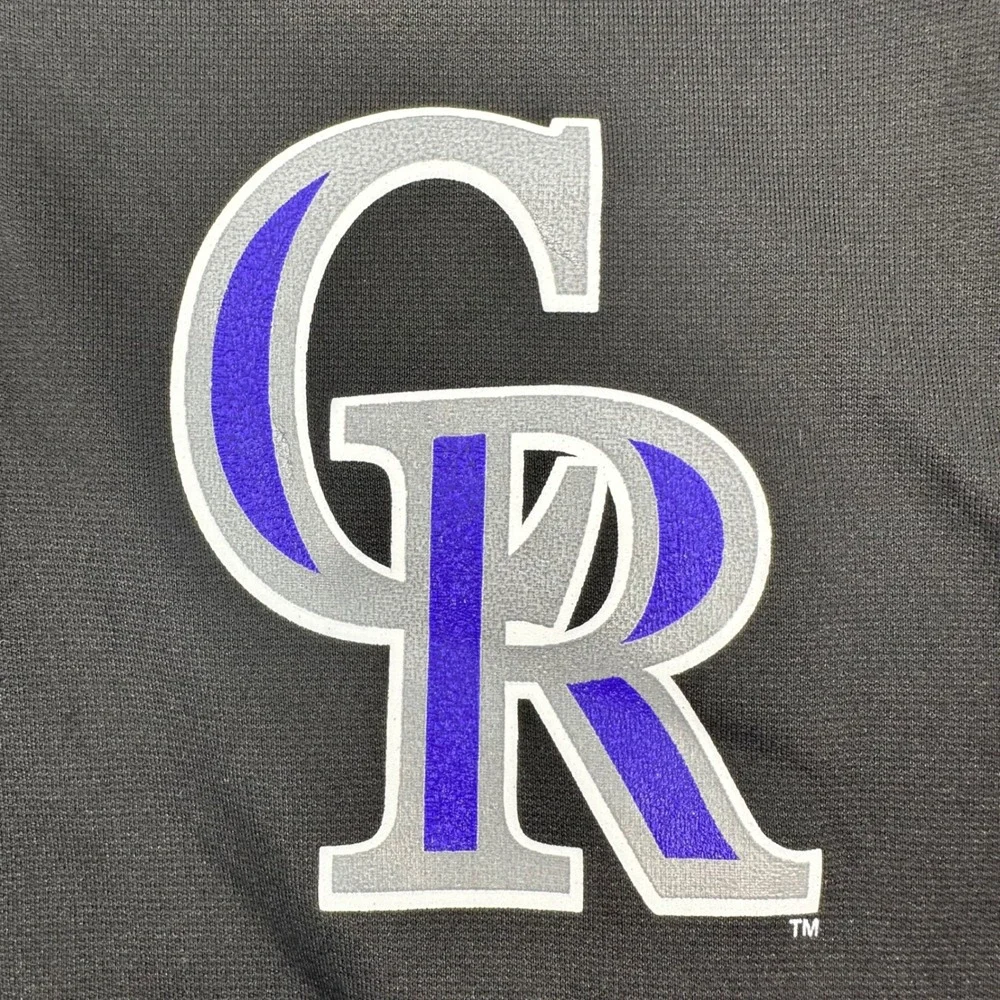 Colorado Rockies MLB Track Jacket Mens Medium Black Full Zip Mock Neck 94239